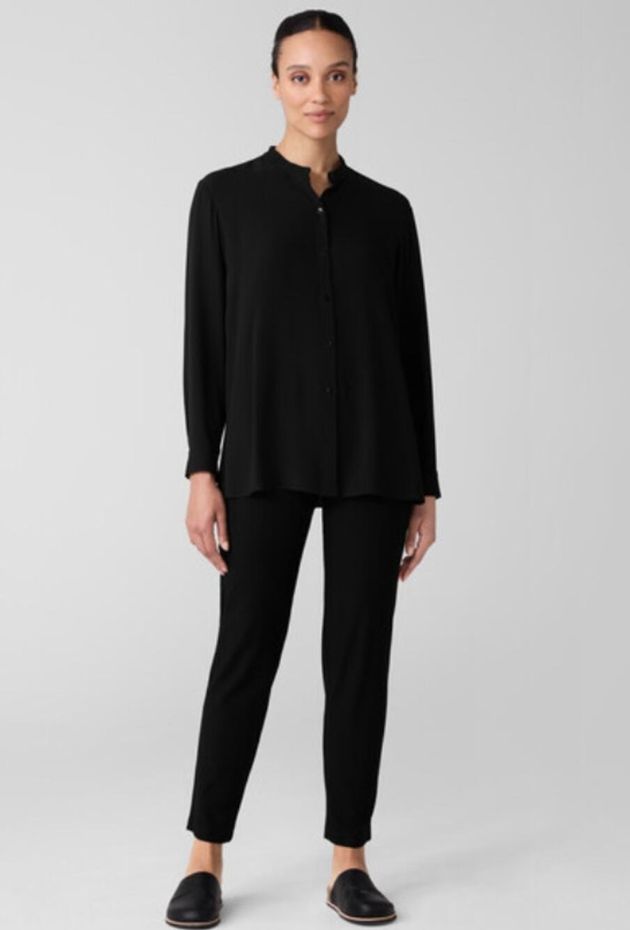 Eileen Fisher Ankle Dress Pants Size L Stretch Zip Elevated Basic Career F3TRE-3